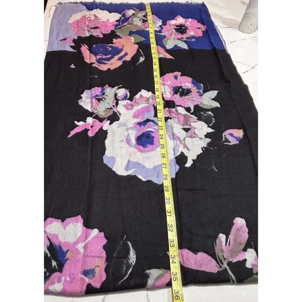 Liz Claiborne Women’s Rayon Floral Neck Scarf Blue Pink Black Head Blanket OSFM